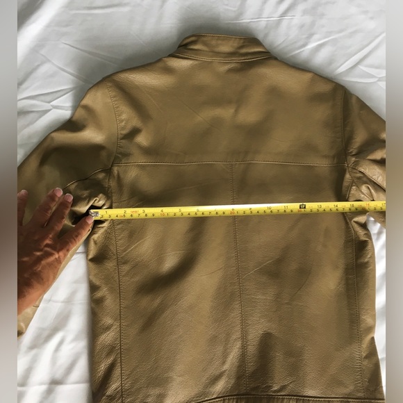 EUC Y2k Hurley tan genuine leather short jacket, satin lining, moto style. - Picture 13 of 13